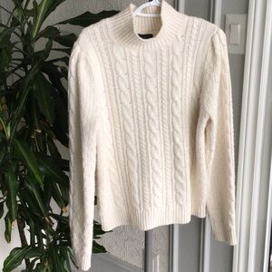 Ann Taylor Ivory Cable Knit Turtleneck Sweater